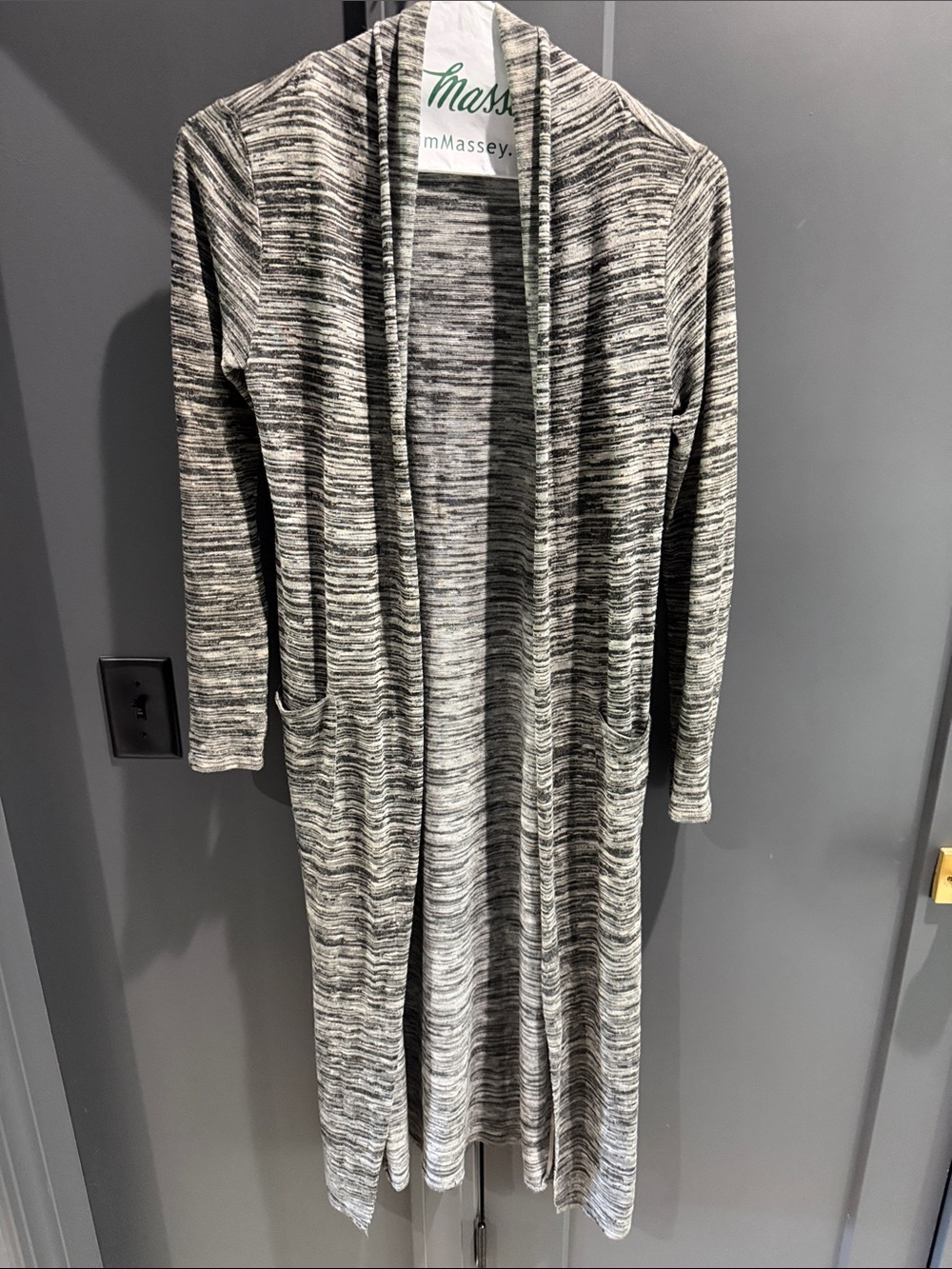 White House Black Market Marled Gray Open-Front Long Cardigan Dress